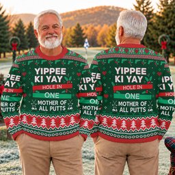 Ugly Christmas Sweater Yippee Ki Yay Hole In One, Golf Lover Gifts, Christmas Gifts