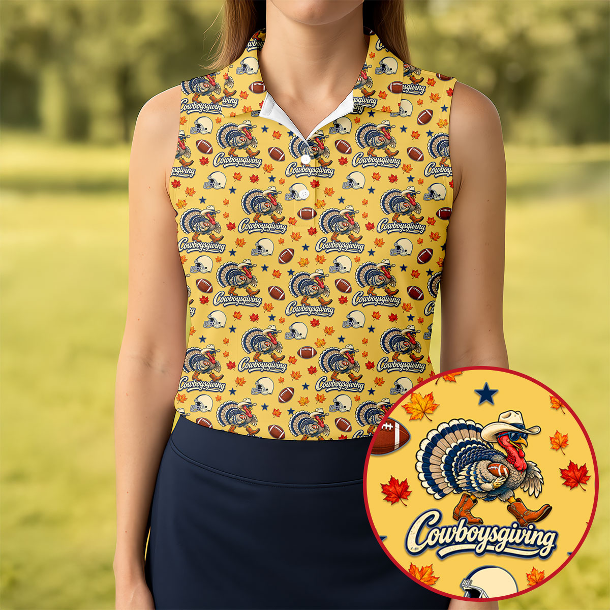 Cowboysgiving Thanksgiving Golf Shirt, Womens Golf Apparel, Golf Shirts For Women