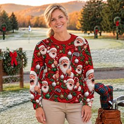 Ugly Christmas Sweater Santa Golf Ornaments, Ugly Sweater Party, Christmas Gifts