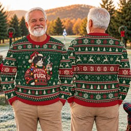 Ugly Christmas Sweater Festive Cat Lights, Ugly Sweater Party, Christmas Golf Gift