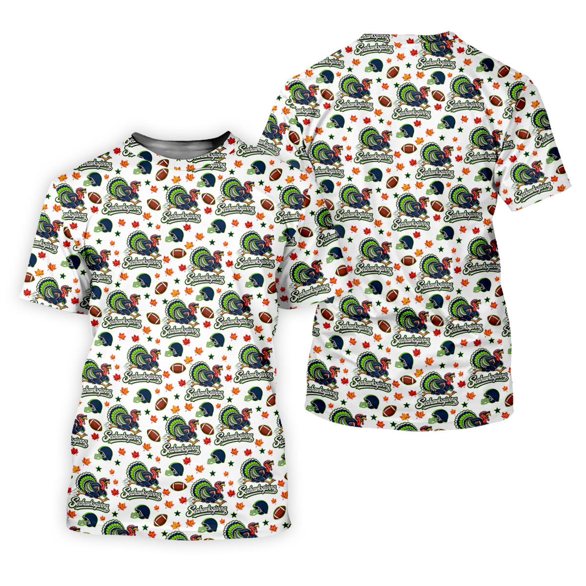 Seahawksgiving Thanksgiving Golf Shirt, Mens Golf Polo, Mens Holiday Golf Shirts