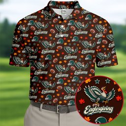 Eaglesgiving Thanksgiving Golf Shirt, Golf Shirts For Men, Funny Mens Golf Shirts