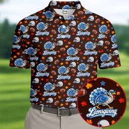 Lionsgiving Thanksgiving Golf Shirt, Golf Shirts For Men, Funny Mens Golf Shirts