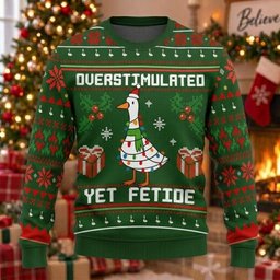Santa Goose In Lights Ugly Christmas Sweater