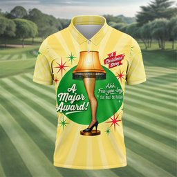 Christmas Leg Lamp Major Award Golf Shirt, Mens Golf Shirts, Funny Mens Golf Shirts