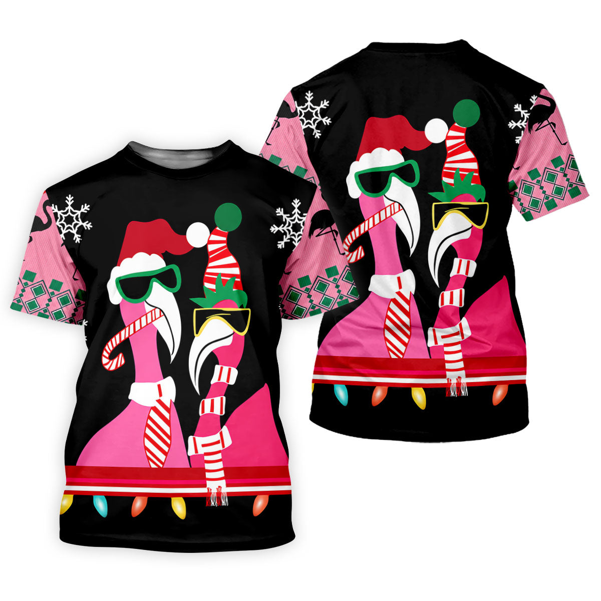 Pink flamingo Christmas pattern - Men - T-Shirt