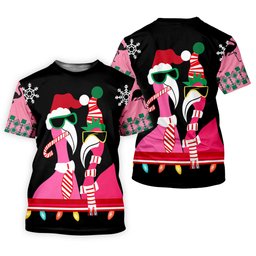 Pink flamingo Christmas pattern - Men - T-Shirt