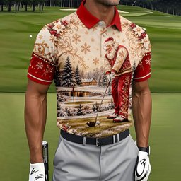 Christmas Vintage Santa Winter Golf Shirt, Golf Gifts For Men, Mens Golf Apparel