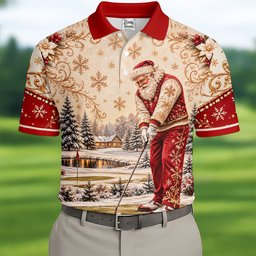 Christmas Vintage Santa Winter Golf Shirt, Golf Gifts For Men, Mens Golf Apparel