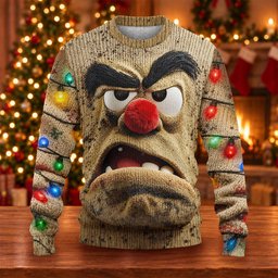 Grumpy Face Ugly Christmas Sweater - view 6