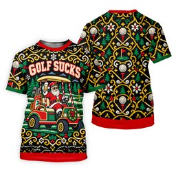 Christmas Golf Sucks Santa Cart Golf Shirt, Womens Golf Tops, Ladies Golf Shirts