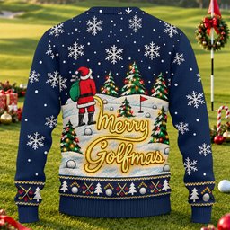 Navy Merry Golfmas Ugly Christmas Sweater - view 2