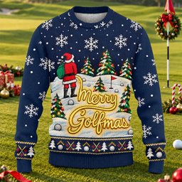 Navy Merry Golfmas Ugly Christmas Sweater - view 1