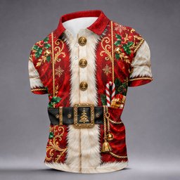 Christmas Ornate Santa Suit Golf Shirt, Golf Shirts For Men, Mens Holiday Golf Shirts