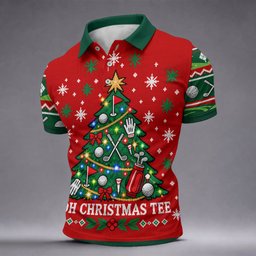 Oh Christmas Tee Golf Tree Golf Shirt, Mens Golf Apparel, Mens Holiday Golf Shirts