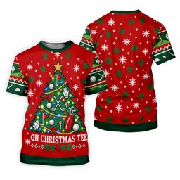 Oh Christmas Tee Golf Tree Golf Shirt, Mens Golf Apparel, Mens Holiday Golf Shirts