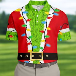 Christmas Green Furry Santa Suit Golf Shirt, Golf Shirts For Men, Golf Polo For Men