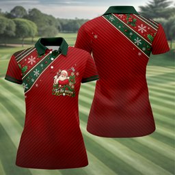 Christmas Tee The Season Santa Golf Shirt, Ladies Golf Shirts, Womens Golf Clothing