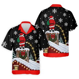 Santa On Chimney Christmas Golf Shirt, Mens Golf Apparel, Funny Mens Golf Shirts - Hawaiian Shirt
