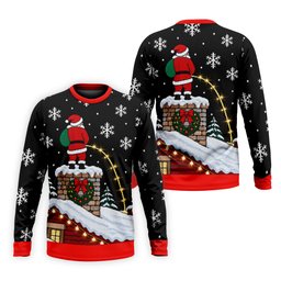 Santa On Chimney Christmas Golf Shirt, Mens Golf Apparel, Funny Mens Golf Shirts - Long Sleeve Shirt