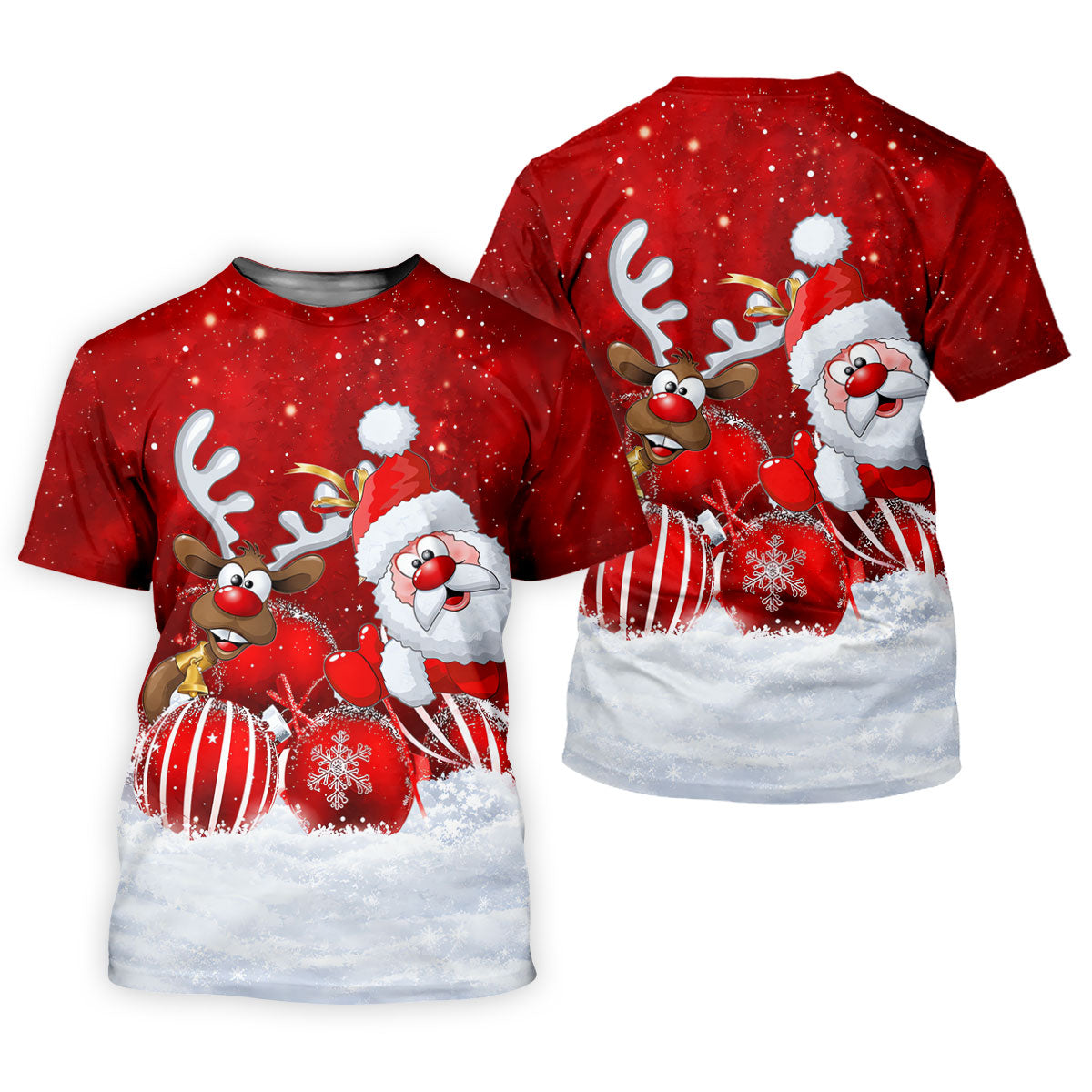 Santa Reindeer Snow Christmas Golf Shirt, Golf Shirts For Men, Golf Gifts For Men - T-Shirt