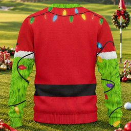 Green Furry Santa Suit Ugly Christmas Sweater, Ugly Sweater Party, Christmas Gifts - View 2