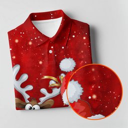 Christmas Santa Reindeer Snow Golf Shirt, Golf Shirts For Men, Golf Gifts For Men
