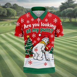 Christmas Are You Looking At My Putt Golf Shirt, Mens Golf Polo, Mens Golf Shirts