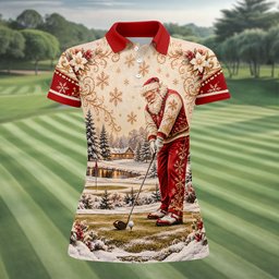 Christmas Vintage Santa Winter Golf Shirt, Ladies Golf Shirts, Golf Gifts For Women