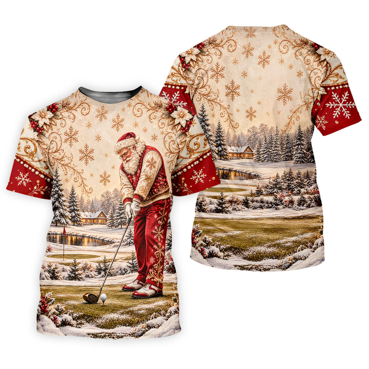 Christmas Vintage Santa Winter Golf Shirt, Golf Gifts For Men, Mens Golf Apparel