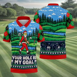 Christmas Your Hole Is My Goal Golf Shirt, Mens Golf Polo, Mens Holiday Golf Shirts