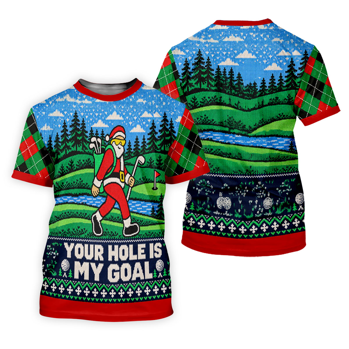 Christmas Your Hole Is My Goal Golf Shirt, Mens Golf Polo, Mens Holiday Golf Shirts