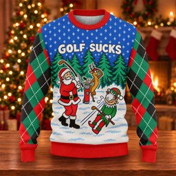 Golf Sucks Santa Ugly Christmas Sweater, Ugly Sweater Party, Funny Christmas Outfit - View 6