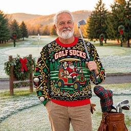 Christmas Golf Sucks Santa Cart Ugly Sweater, Ugly Sweater Party, Christmas Golf Gift