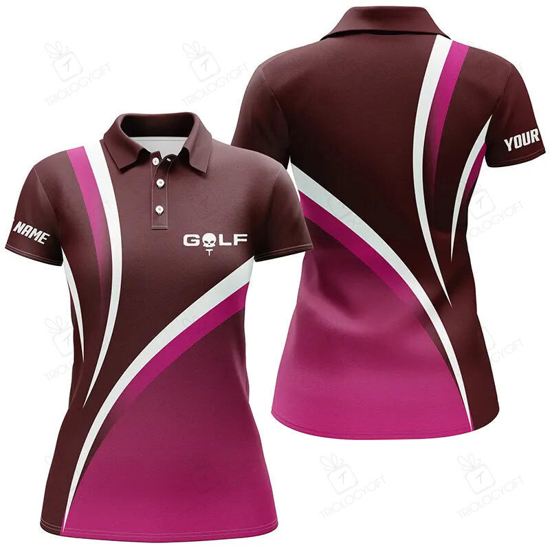 Women Golf Polo Shirts Custom Name Womens Golf Clothes, Tournament Golf Tops For Ladies | Pink