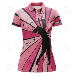 Vintage Pink Womens Golf Polo Shirt Custom Golf Tops For Women, Team Golf Shirts Ladies Gift For Mom