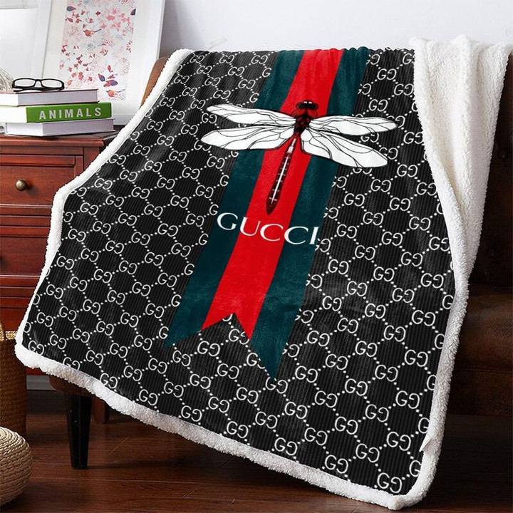 Gucci Dragonfly Black Limited Editition Fleece Blankets 010
