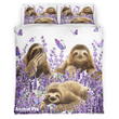 Bedding Set- Sloth Purple Flower