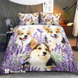 Bedding Set-Corgi Purple Flower 2