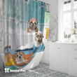 Shower Curtain-Bulldog Take a Shower