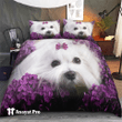 Bedding Set-Pink Bow White Maltese Dog