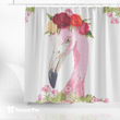 Shower Curtain-Flamingo Cute