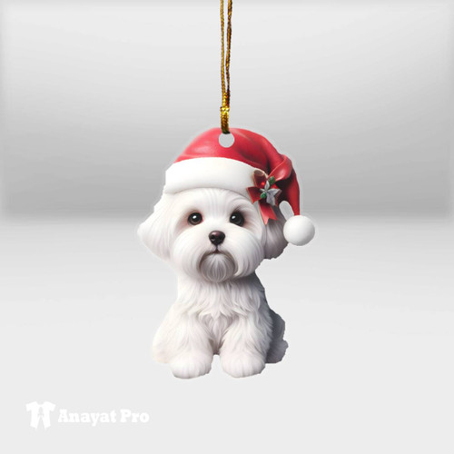 Ornament-Christmas Santa Maltese Dog