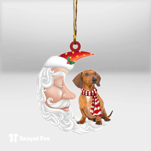 Ornament-Red Dachshund With Santa Christmas