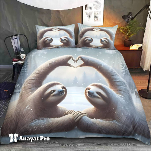 Bedding Set-Sloth Valentine Couple