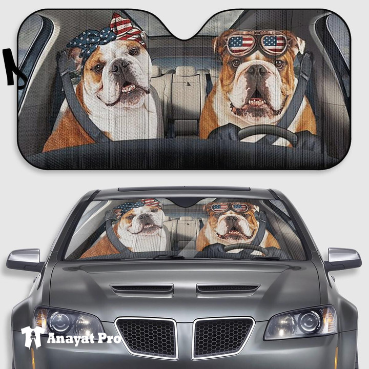 Car Sunshade-Bulldog US Couple