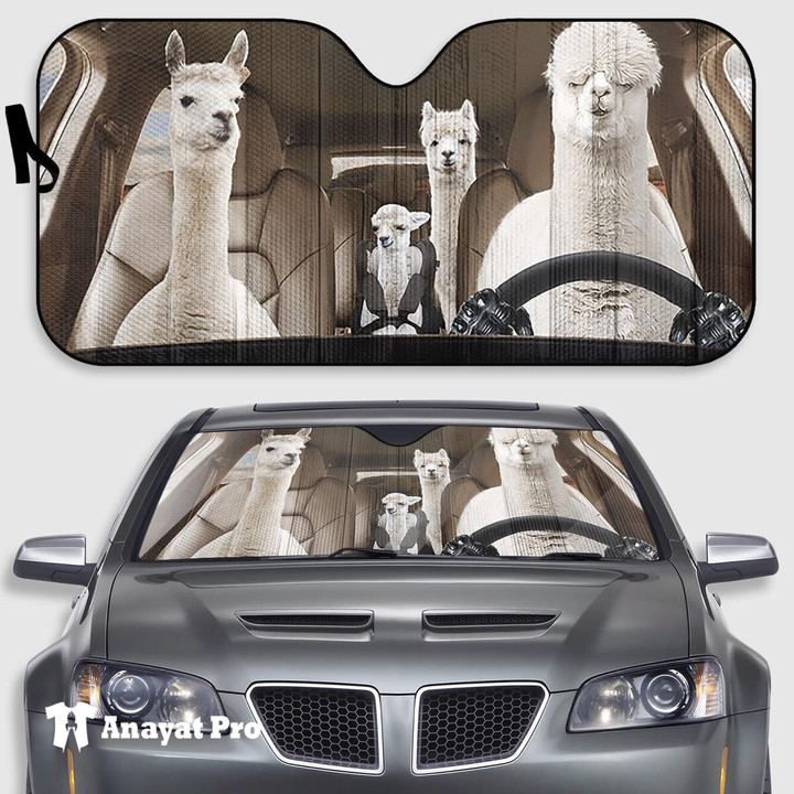 Car Sunshade-Alpaca Family