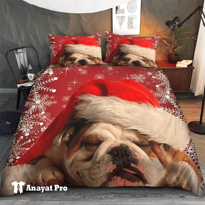 Bedding Set-Bulldog Santa in Christmas