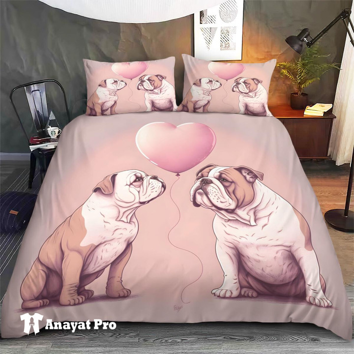 Bedding Set-Bulldog Valentine Balllon