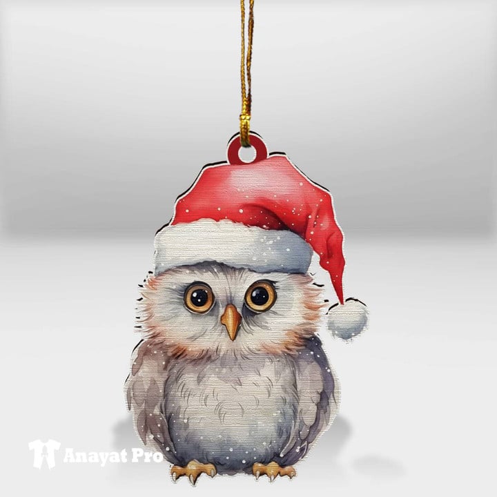 Ornament-Owl Christmas Santa 2